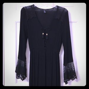 Forever 21 Black Lace Crochet Bell Sleeve Dress